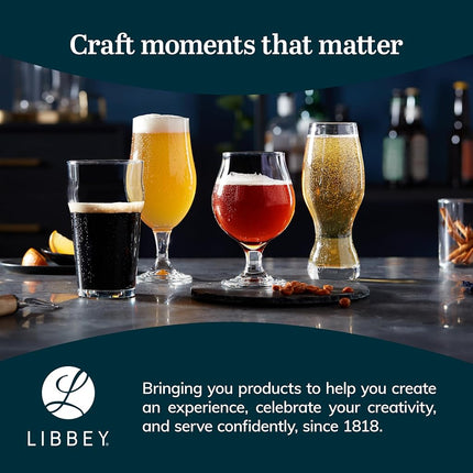 Libbey Craft Brews Nucleated Pint Beer Glasses, 16.75-Ounce, Set of 4