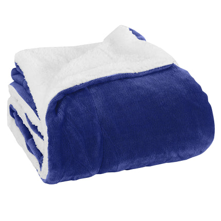 Elegant Comfort Reversible, Solid Sherpa Throw Blanket, All-Season Blanket- Super Soft, Cozy and Plush- Decorative Throw, Perfect for Lounging, 50 x 60 inches, Sherpa Throw Royal Blue