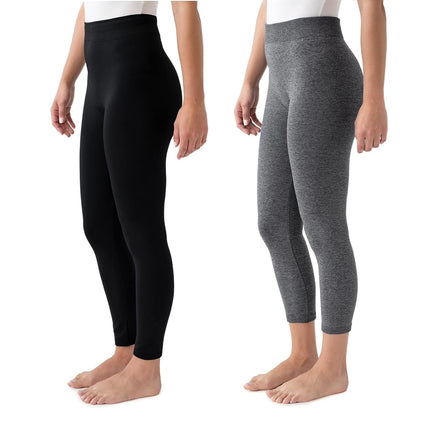 MUK LUKS Women's 2 Pack of Leggings Hosiery, Black