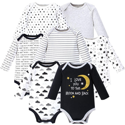 Lot de bodys à manches longues en coton unisexe Hudson Baby, motif lune et dos, 0-3 mois