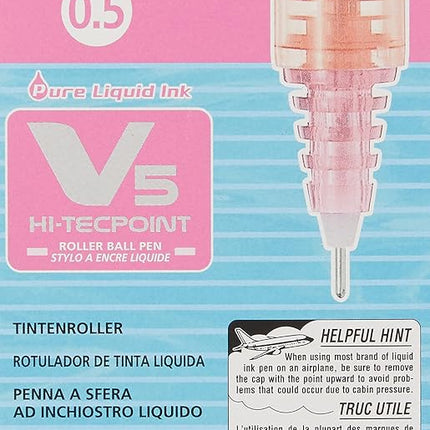 Pilot V5 Liquid Ink Rollerball 0.5 mm Tip (Box of 12) - Pink