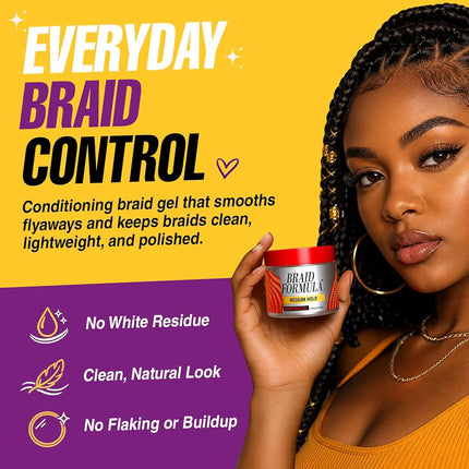 EBIN NEW YORK Braid Formula Conditioning Gel, Medium Hold, 11oz | Great for Braiding, Twisting, Edges, No Residue, No Flaking, Strong Hold, High Shine, Smoothing with Clean & Aloe Vera Scent