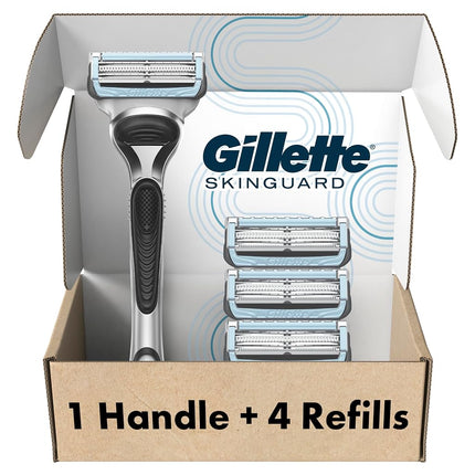 Gillette SkinGuard Men's Razor With Handle + 4 Bla