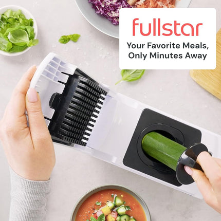 Fullstar Vegetable Chopper - Spiralizer Vegetable Slicer - Onion Chopper with Container - Pro Food Chopper - Slicer Dicer Cutter - (2 in 1, White)