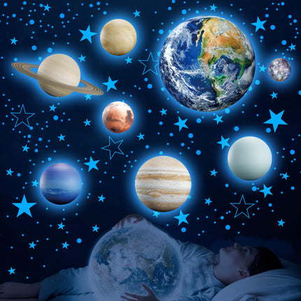 Glow in The Dark Stars The Earth Wall Decals, Sola