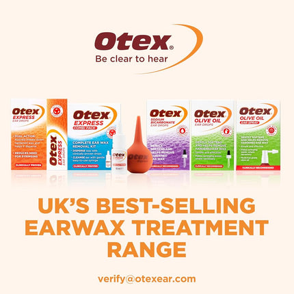 Otex Sodium Bicarbonate Ear Drops for Hardened Ear Wax - 10ml Bottle with Dropper Applicator