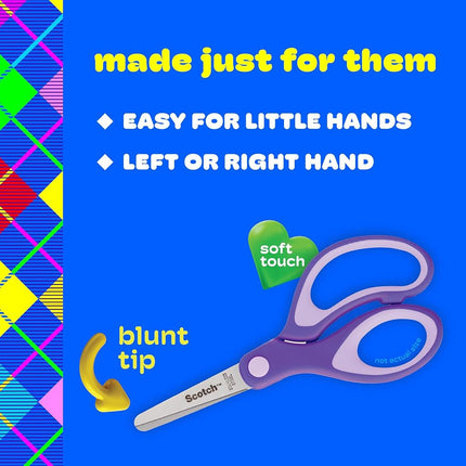 Scotch 5-Inch Soft Touch Blunt Kid Scissors, 12 Count Teacher Pack, Blue (1442B-12)