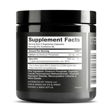 Ultra High Purity Alpha GPC Capsules - 600mg Concentrated Formula - 99%+ Pharmaceutical Grade for Enhanced Absorption - Naturally Supports Brain Function - 120 Capsules Alpha GPC Supplement