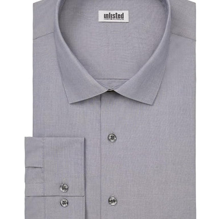 UNLISTED Men's Solid Dress Shirts, Graphite, 17.5" Neck 37"-38" Sleeve