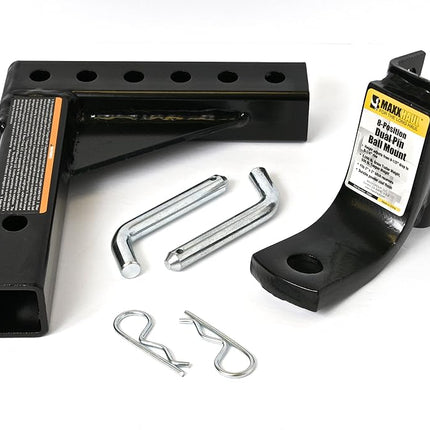 MaxxHaul 70067 Trailer Hitch - 8-Position Adjustable Ball Mount Tow Hitch - 5000 lbs. GTW Capacity, Black