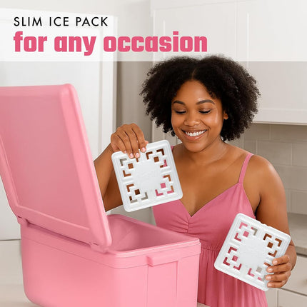 Cool Coolers Fashion Ice by Fit & Fresh, 3 Pack Large Slim Ice Packs, Unique Ice Pack Design for Womens Lunch Bag, Space Saving Reusable Freeze Blocks for Lunch Boxes, Cooler, Pearl White, 3PK