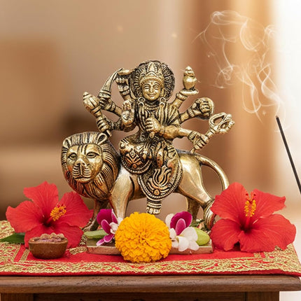 ESPLANADE Brass Statue Maa Durga Mata Rani Idol for Home Mandir (4.6")