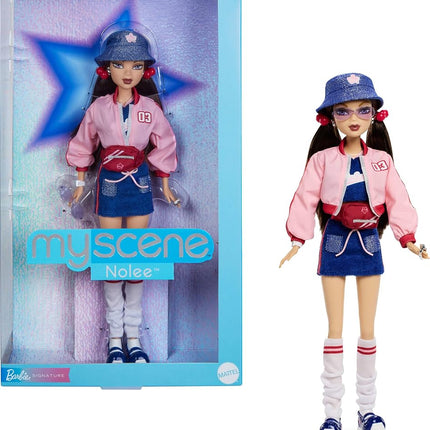 Barbie Signature My Scene Nolee Doll and Accessories, Y2K-Inspired Outfit with Sporty Matching Set, Cropped Jacket, Leg Warmers and Doll Stand, JBH79