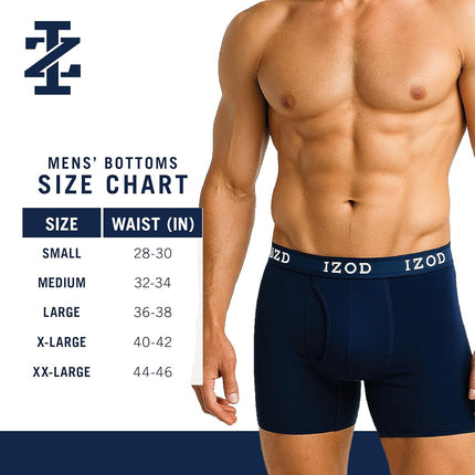 IZOD Mens Boxer Briefs - 6 Pack Ultra Soft Stretch Performance Mens Underwear Boxers with No Fly Contour Pouch, 6" Inseam, Pompeian Red/Navy Blazer/Grey/Green/Coronet Blue, Large