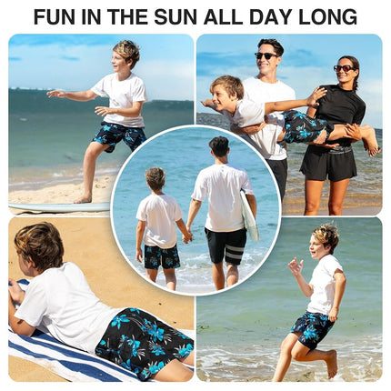 Kanu Surf Garçon Yolo Séchage Rapide Anti-UV UPF 50+ Short de Bain Plage, Oasis Noir, 8