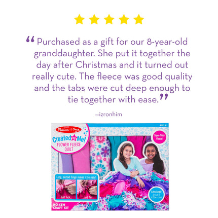 Melissa & Doug ¡Creado por mí! Manta de flores de vellón Kit de manualidades sin coser (48 cuadros, 1.22 m x 1.52 m)