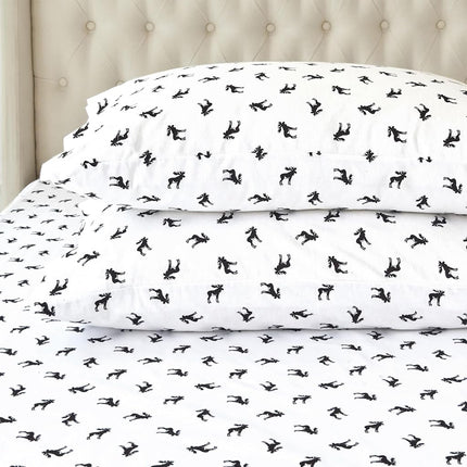 Elegant Comfort Ultra Soft 4-Piece 100% Turkish Cotton Flannel Sheet Set - Holiday Christmas Flannel Sheets, Warm and Cozy Premium Quality, Deep Pocket Fitted Sheet- Queen, Black Elk