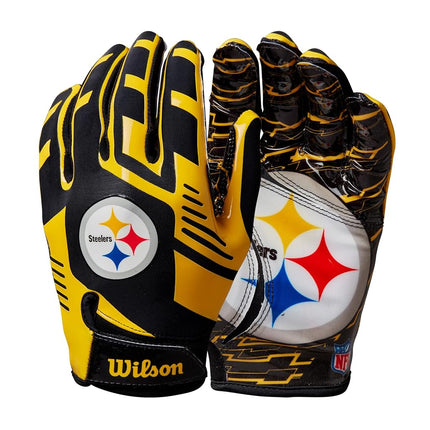 Guantes de fútbol americano elásticos Wilson NFL - Adulto, Pittsburgh Steelers
