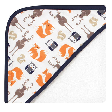 Hudson Baby Unisex Baby Cotton Rich Hooded Towels, Orange Fox, One Size
