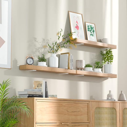 Heavy Duty Shelf Brackets 4 Inch (1/5") Thick, 6 Pack Floating Hidden Brackets, Rustic Industrial with Modern Iron Finish (White)