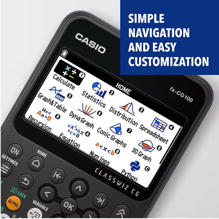 Casio fx-CG100 ClassWiz® Color Graphing Calculator with 3D Graph & Python | Large High-Res Display, Basic & Advanced Functions | Ideal for Exams, STEM, Programming & Advanced