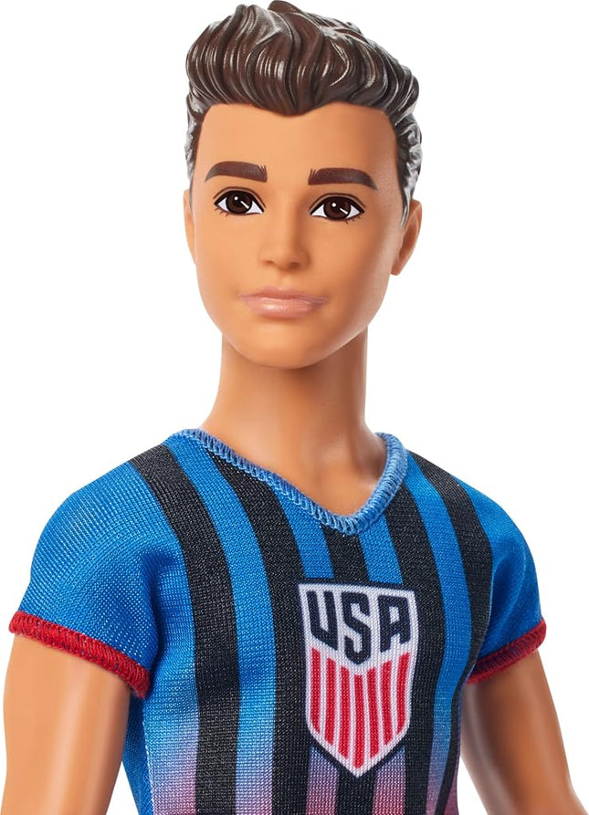 Barbie Careers USSF Soccer Fashion Ken Doll Dressed in Removable Sport-Themed Outfit & Shoes with Accessories (Styles May Vary)