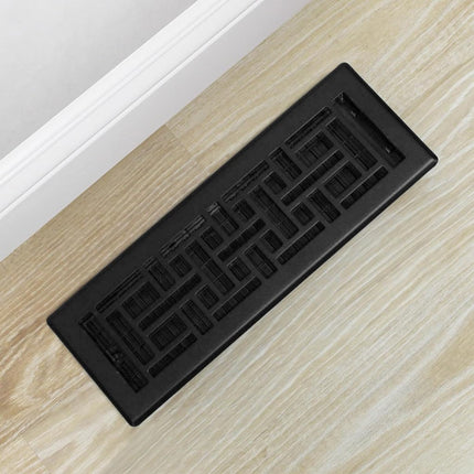 Decor Grates AJH414-BLK Oriental Floor Register, 4x14 Inches, Textured Black