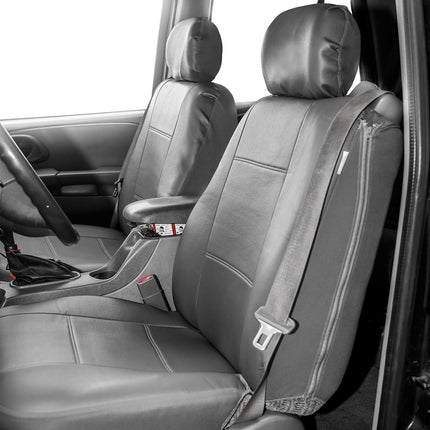 FH Group Car Seat Covers Front Set Faux Leather - Car Seat Covers for Low Back Seat with Removable Headrest, Universal Fit, Automotive Seat Covers, Airbag Compatible Car Seat Cover for SUV Solid Gray