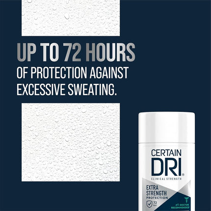 Certain Dri Extra Strength Clinical Antiperspirant Solid – Maximum Sweat & Odor Protection for Men & Women, 72HR Hyperhidrosis Treatment with 12% Aluminum Chloride, Powder Fresh Scent, (1.7oz, 3 Pack)