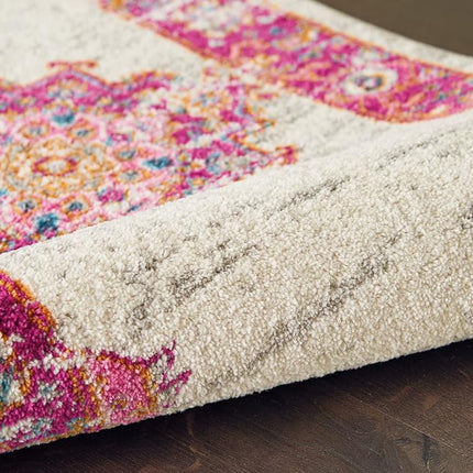 Tapis de Couloir Nourison PSN03 Passion Vintage Vieilli Ivoire/Fuchsia 66 cm x 229 cm