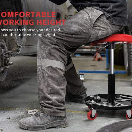 MaxWorks 80771 Pneumatic Roller Seat/Creeper with Adjustable Height - 300 lb Capacity