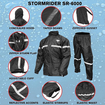 Nelson-Rigg Stormrider Rain Suit (Black/High Visibility Yellow, Large)