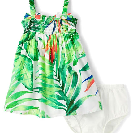 The Children's Place Baby Girls' and Newborn Sleeveless Casual Dress, Tropical Renew Blue, 0-3 Months
