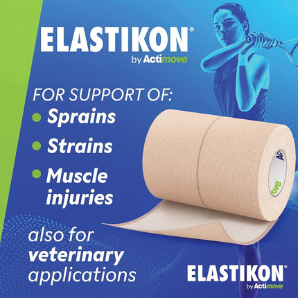 Actimove Elastikon Elastic Adhesive Tape, 4" x 2.5", 6-Count – Compression Support for Sprains, Strains, Muscle Injuries, Sports Recovery & Securing Bandages with Durable, Flexible Design