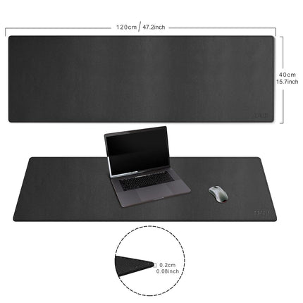 Cacoy 120x40cm Extended Gaming Mouse Pad, XL Large Computer Desk Pad Mousepad Office Writing Mat Stitched Edges Thin Pad (Black)