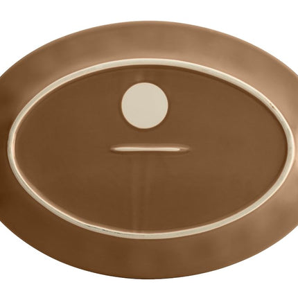 Bandeja ovalada de gres Rachael Ray Cucina de 25,4 x 35,5 cm, color marrón champiñón