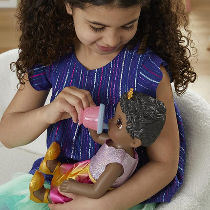 Baby Alive Princess Ellie Grows Up! Black Hair Doll, Interactive Baby Doll with Accessories, Talking Baby Dolls, Toys for 3 Year Old Girls and Boys and Up, 18-Inch