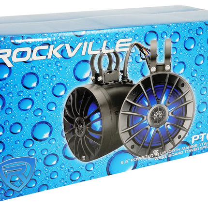 Rockville PT65BR 6.5" Powered Bluetooth LED Tower Speaker for ATV/UTV/RZR/Cart