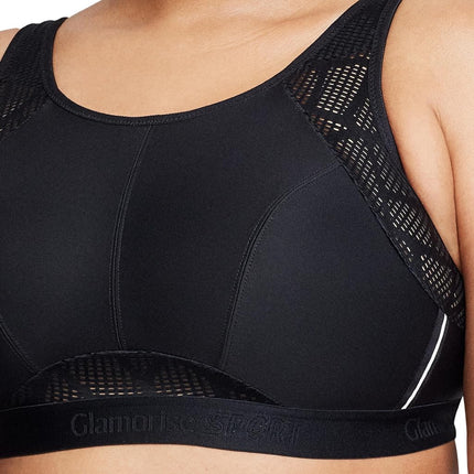 Glamorise No-Sweat Mesh Sports Wirefree Bra 1068 (Women's & Women's Plus) Black