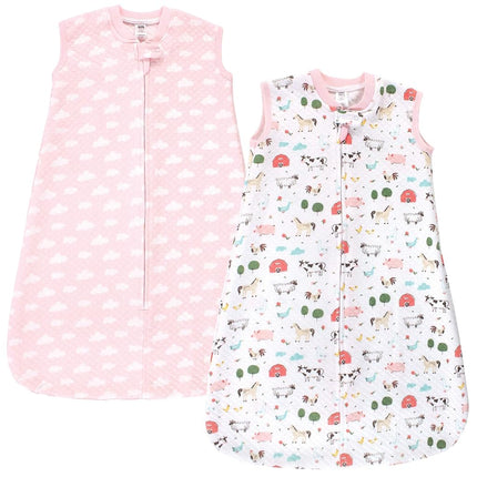 Hudson Baby Saco de Dormir Acolchado sin Mangas Premium para Bebé Unisex y Manta Portátil, Animales de Granja Niña, 0-6 Meses
