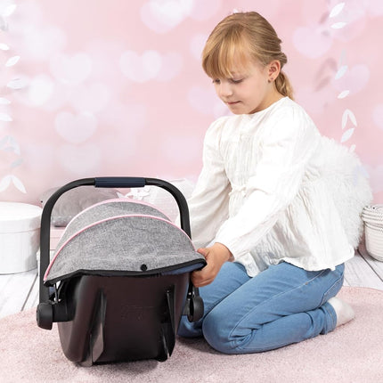 Bayer Design Doll car seat, with sun canopy, adjustable handle, harness