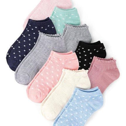 The Children's Place Girls' Ankle Socks Variety Pack, Dot 10-pack, Small