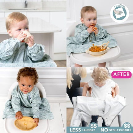 BIBaDO Long Sleeve Waterproof Baby Bib, Dino Roar, 6–36 Months
