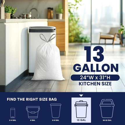 Plasticplace 12-16 Gallon X-Tall Drawstring bags, 50 bags