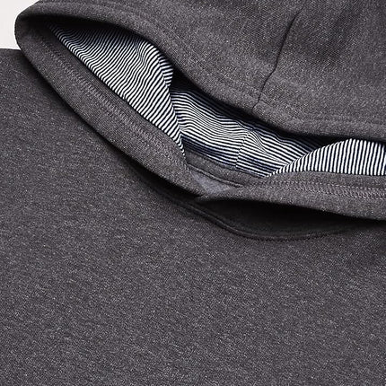 Sweat à capuche en molleton Fruit of the Loom pour garçons, Gris anthracite chiné/Rayures bleu marine Times Square, Très petit