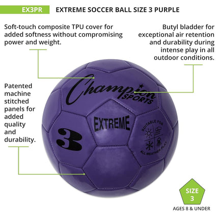 Champion Sports Extreme Series Size 3 Soccer Ball (Purple)