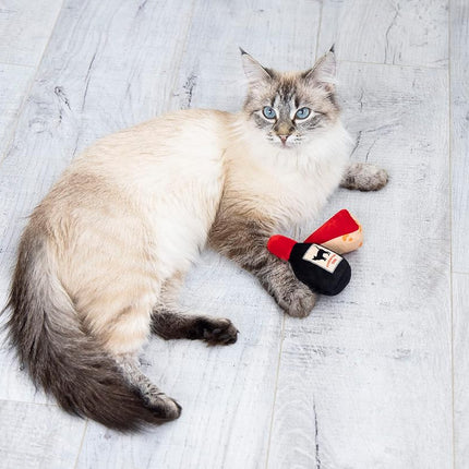 Set de 2 juguetes de queso y vino para gatos Pearhead – Juguetes de peluche con hierba gatera, arrugas y cascabel, juguetes interactivos para gatos de interior para el Día de San Valentín