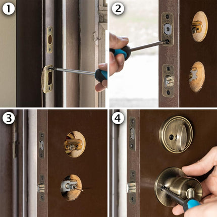 Master Lock Keyed Entry Door Lock, Single Cylinder Deadbolt with Matching Tulip Style Knob, Antique Brass, TUCO0605,Combo