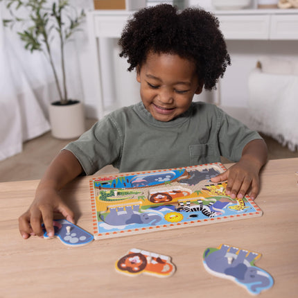 Melissa & Doug Puzles de Perillas y Clavijas de Madera, Estilo Clásico, 31 Piezas, 4 Juegos, Edades 2-5