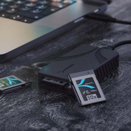 SABRENT USB4 CFexpress Type B Card Reader – 40Gbps Transfer Speed, Aluminum Alloy Body, Detachable USB-C Cable, Silicone Sleeve, OTG Support – Compatible with Cameras, Laptops, and Cages (CR-U4XB)